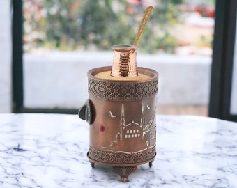 Traditional Copper Turkish Heating Sand Lazer Coffee Maker Small Circle Istanbul Design Machine 110 ~ 230 Volt