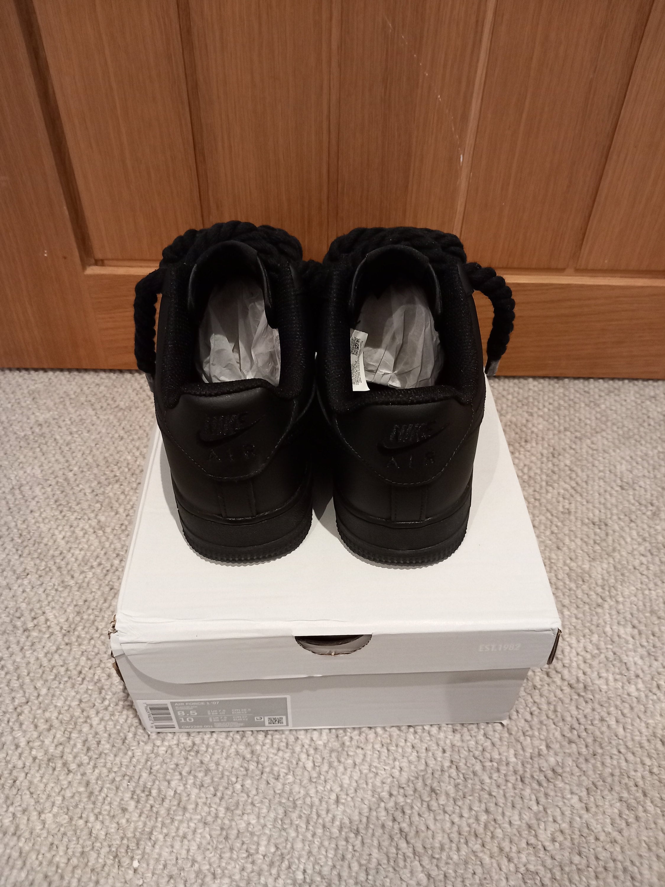 Custom Rope Lace Air Force 1 - Black / Black - Etsy