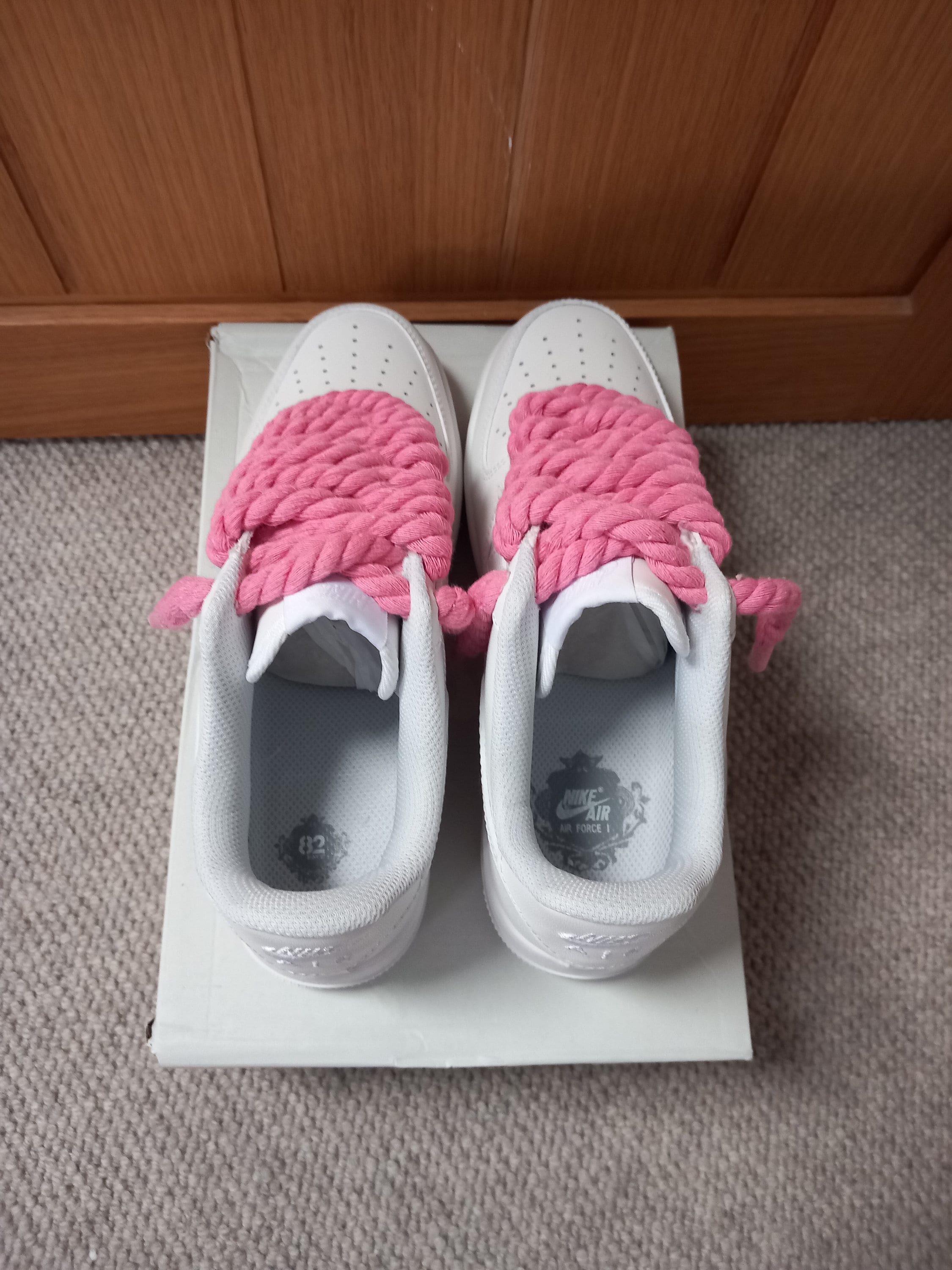 Custom Rope Lace Air Force 1 - White / Pink - Etsy
