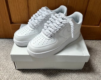靴 NIKE AIR FORCE 1 WHITE ROPE CUSTOM Nike Air Force Ones Size 9.5 Men. White Rope Lace Off White