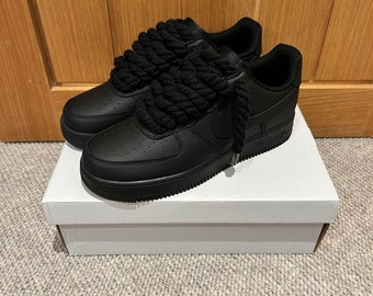 Custom Rope Lace Air Force 1 - Black / Black