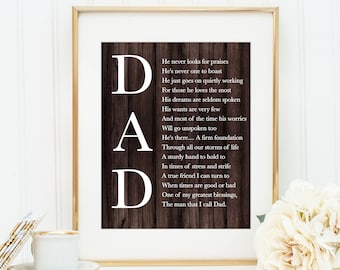Printable Artwork My Daddy Is My Hero, Father's Day Print, Dad Prints, Dad Quote, Father's Day gift, Gift for Dad, Dad Gifts