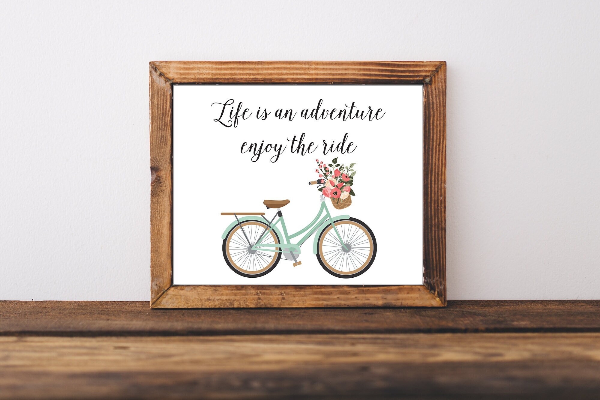 DIGITAL ARTWORK Life is an Adventure Enjoy the Ride Wall Art, Bicycle ...