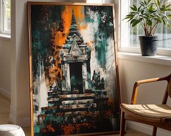 Temple Art Print Ancient Buddhist Architecture Sacred Sites Abstract Asian Wall Decor Spiritual Art Travel Souvenir Gift for Home and Office