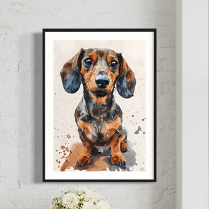 Dachshund Art Print Watercolour Puppy Illustration for Dog Lover Decor and Home Gifts  Miniature Doxie Sausage Dog Pet Design
