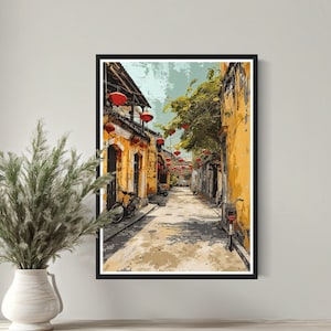 Vietnam Hoi An Abstrakter Kunstdruck Antike afghanische Stadt Südostasien Rote Laternen Wanddekoration Reise Poster Souvenir Geschenk Home Office