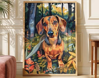 Red Dachshund Art Print Sausage Dog Painting Cute Dog Artwork Miniature Dachshund Wiener Dog Doxie Decor Dog Lover Gift Dachshund Gifts