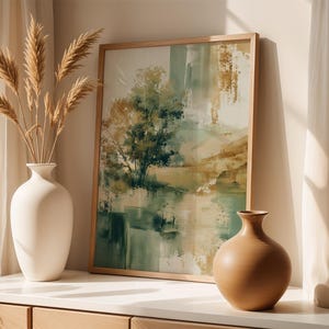 Abstract Landscape Art Print Modern Nature Wall Art Neutral Painting Contemporary Tree Artwork Minimalist Autumn Decor Fall Wall Art