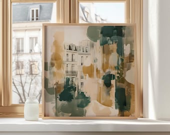 Paris Architecture Art Print European City Street French Scene Artwork Abstract Cityscape Painting France Elegant Decor Paris Travel Poster