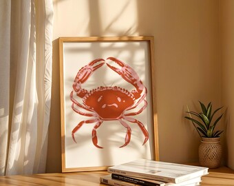 カニのジクレー版画：海の生き物の油絵 - Etsy 日本