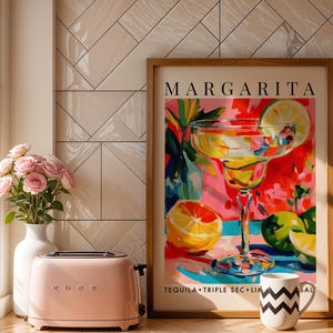 Margarita Art Print Lime Cocktail Wall Art Summer Kitchen Bar Decor Tequila Poster Mediterranean Kitchen Decor Tequila Print Bar Art