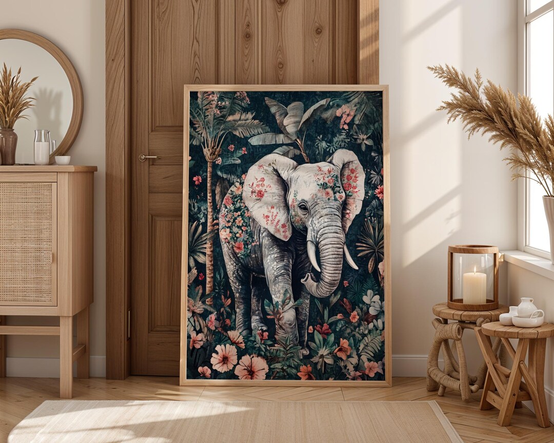 Elephant Art Print Elephant Wall Art Safari Animal Artwork Jungle ...