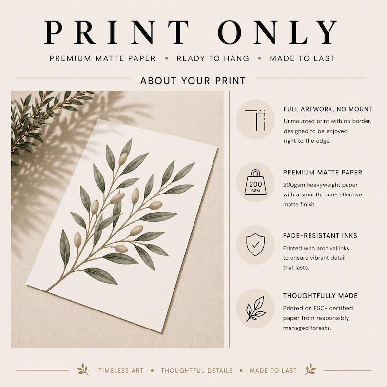 The image is a promotional poster for premium matte paper, featuring a close-up of a leafy plant on a white background.