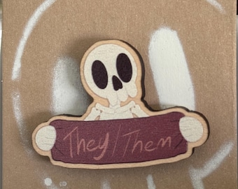 They/Them pronouns pin badge