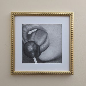 LOLLIPOP Original Pencil Art Piece - 8X8 sensual high detail