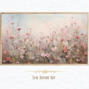 Wildflowers Meadow TV Art Digital Download, Pastel Floral Painting for Samsung Frame TV & Screensaver, High-Resolution Flower Art Displays