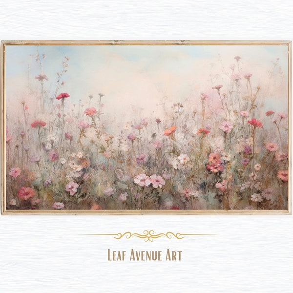 Frame TV Art Wildflowers Painting, Floral Picture Digital Download, Flower Art for Frame TV, Pastel Blooms Television Screen