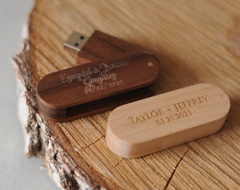 Engrave wooden USB drive 8GB to 128 GB, wedding USB for photographer, custom memory sticks