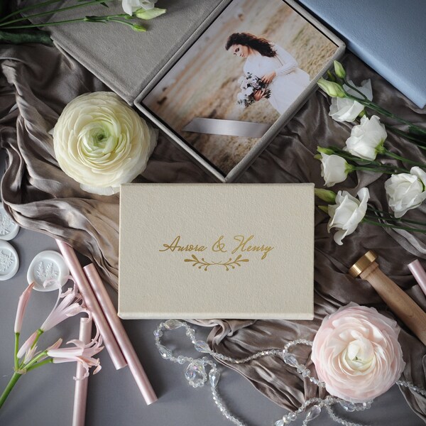 Velvet Photo Box Custom Wedding Photo Storage Box 4x6, 5x7, 6x8 Photographers Folio Boxes For Prints