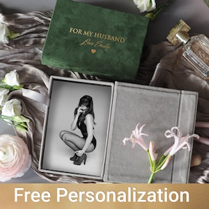 Boudoir Photo Box Velvet Photo Memory Box For your eyes only, Anniversary Wedding Gift for Husband