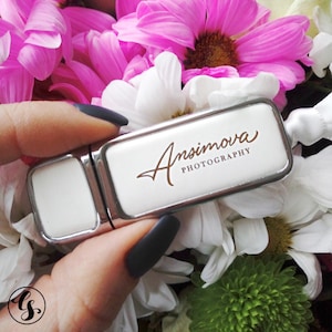 Engraved flash drive and Wedding USB storage. Custom logo flash drive and box, Personalized USB wedding gift box.