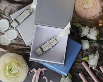 Custom usb box, wedding USB drive and box, personalized memory stick with usb packaging