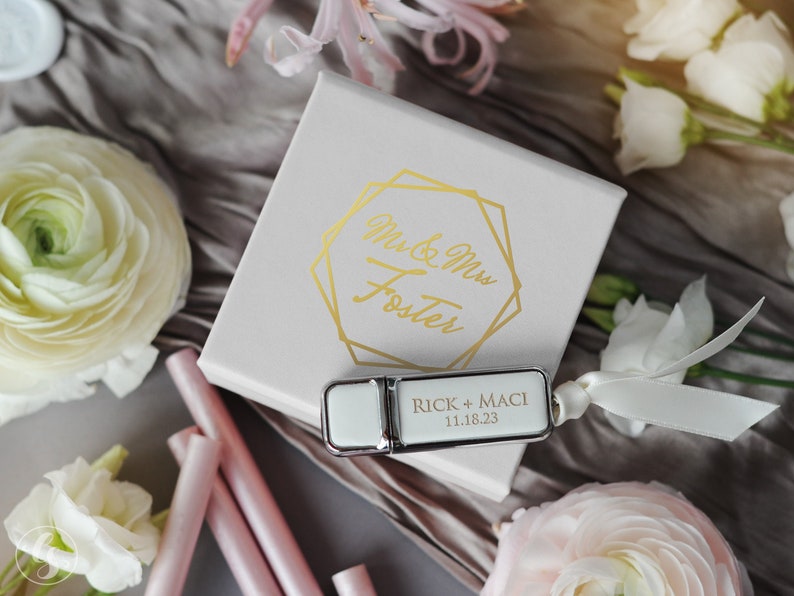 Custom print USB drive, personalized wedding usb flash drive and box, engraved usb case photography packages image 8