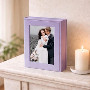 Photo Memory Box 4x6 5x7 6x8 - Personalized Velvet Storage Box for Wedding Photos