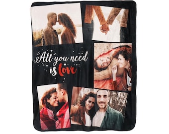 Personalized Photo Sherpa Fleece Blanket – 'All You Need is Love'