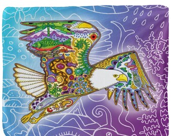Bald Eagle Fleece Blanket - Sue Coccia Art, Sherpa Backing
