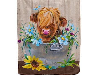 Highland Rub Dub Lux Fleece Printed Blanket with Sherpa Backing - Made in the USA