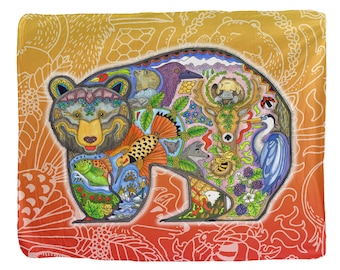 Black Bear Fleece Blanket – Sue Coccia Art, Sherpa Backing