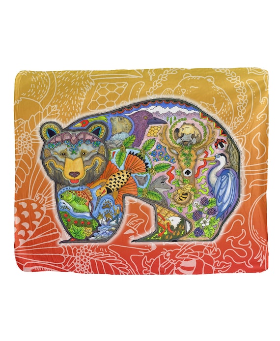 Black Bear Fleece Blanket – Sue Coccia Art, Sherpa Backing