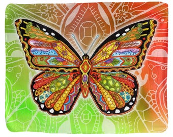 Monarch Butterfly Fleece Blanket – Sherpa Backing, Animal Spirits Totem