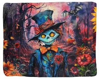 Spooky Woods Lux Fleece Printed Blanket with Sherpa Backing - 50" x 60"
