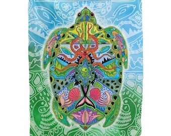 Fleecedeken zeeschildpad – sherparug, Animal Spirits-ontwerp