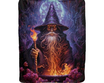 Cobertor estampado Wizard Lux Fleece com forro Sherpa - 50" x 60"