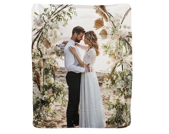 Personalized Sherpa Fleece Blanket with Photo -Soft Warm Custom Fleece Throw- Customizable Gift Picture Throw (Fast Shipping)
