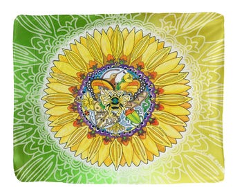 Sunflower Fleece Blanket with Sherpa Backing – Animal Spirits Art by Sue Coccia