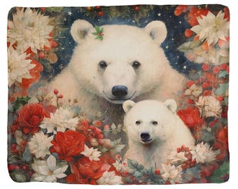 Polarholly Lux Fleece Printed Blanket with Sherpa Backing - 50" x 60"