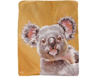 Koala Sydney Lux Fleece Printed Blanket with Sherpa Backing - Made in the USA
