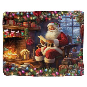 Naughty and Nice Lux Fleece Printed Blanket with Sherpa Backing - 50&quot; x 60&quot;