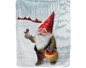Gnome Lux Fleece Printed Blanket with Sherpa Backing - 50" x 60"