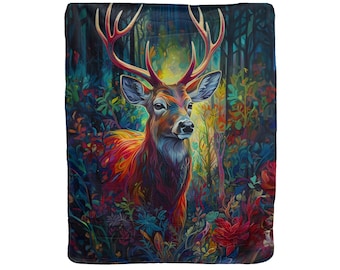 Strength Deer Lux Fleece Printed Blanket with Sherpa Backing - 50" x 60"