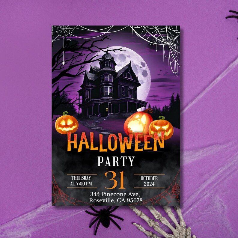 Halloween Party Invitation Editable Template Trick or Treat Costume