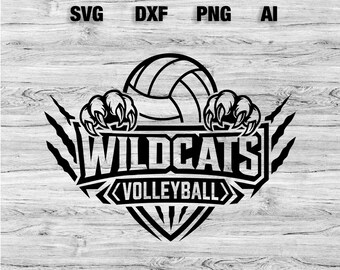Wildcats Volleyball SVG, PNG, Dxf, Ai File | School Spirit T-shirt Svg Team Logo Wildcats Design Silhouette, Cameo, Cricut Instant Download