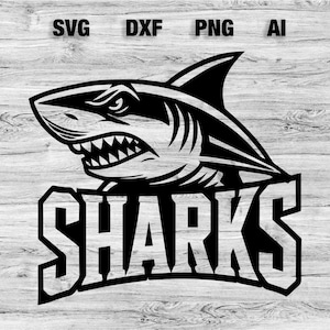 Sharks Sports Team Logo SVG, PNG, Dxf, Ai File | Baseball, Basketball, Football, Soccer Design Silhouette, Cameo, Cricut Instant Download
