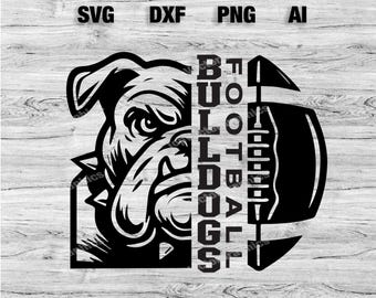 Bulldogs voetbal sport SVG, png, dxf, ai-bestand | Bulldogs voetbal ontwerp, mascotte T-shirt ontwerp, school SVG cameo, Cricut direct downloaden