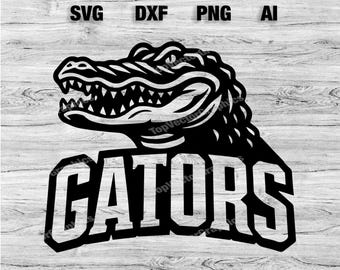 Logotipo del equipo deportivo Gators SVG, PNG, Dxf, archivo Ai / Diseño de silueta de béisbol, baloncesto, fútbol, fútbol, Cameo, Cricut Descarga instantánea