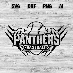 Panthers Baseball SVG, PNG, Dxf, Ai File | School Logo T-shirt Svg Team Logo Panthers Design Silhouette, Cameo, Cricut Instant Download